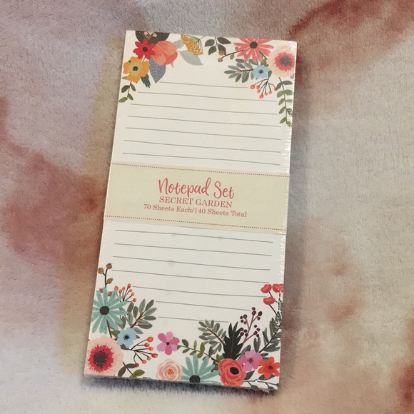 OCS Designs Floral Market Note Pads Set Of Two Secret Garden Designs NWT 8x4x.75 - Picture 1 of 16
